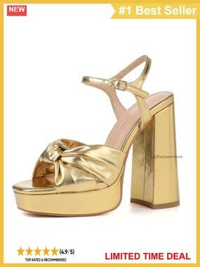 Women's Chunky Platform Heeled Sandals Bow Square Open Toe Ankle Strap Dress